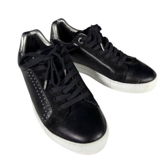 Zadig & Voltaire Women's Sz 37 (6.5) ZV1747 Black Leather Studded Sneakers - Picture 1 of 12